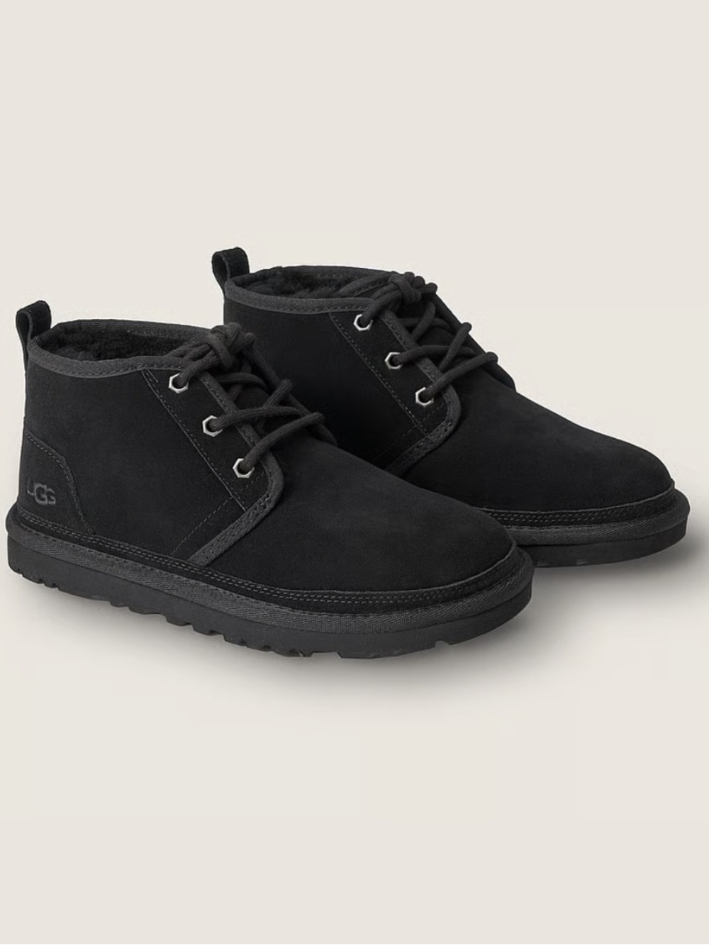 UGG Neumel chukka boots lace-up design and plush lining black suede W 6